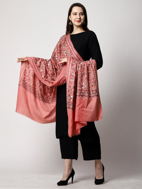 Women's Aari Embroidery Wool Shawl